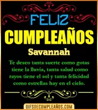 Frases de Cumpleaños Savannah